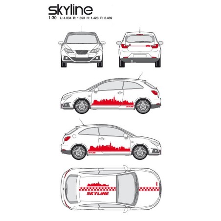 CAR DECO KIT SKYLINE TAILLE M ROUGE-FDS