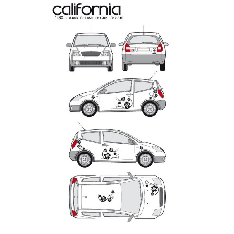 CAR DECO KIT CALIFORNIA TAILLE M NOIR - FDS