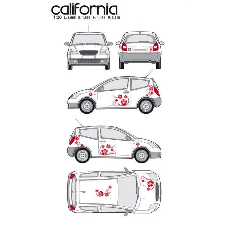 CAR DECO KIT CALIFORNIA TAILLE M ROUGE - FDS