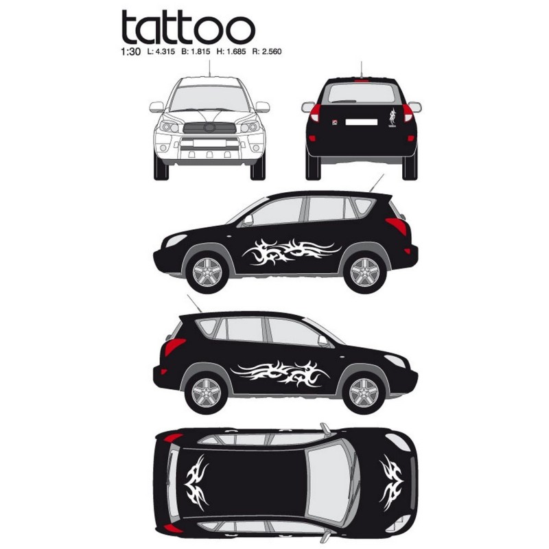 CAR DECO KIT TATOO TAILLE S BLANC-FDS