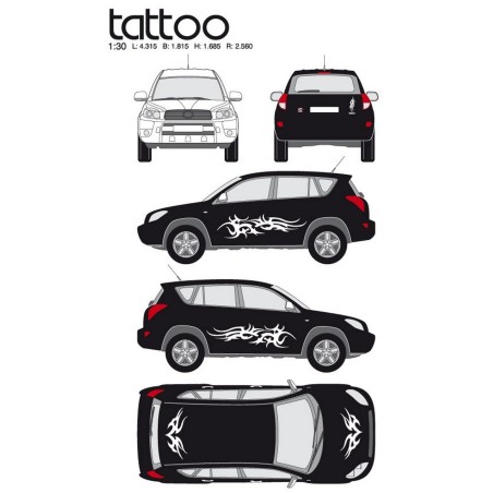 CAR DECO KIT TATOO TAILLE S BLANC-FDS