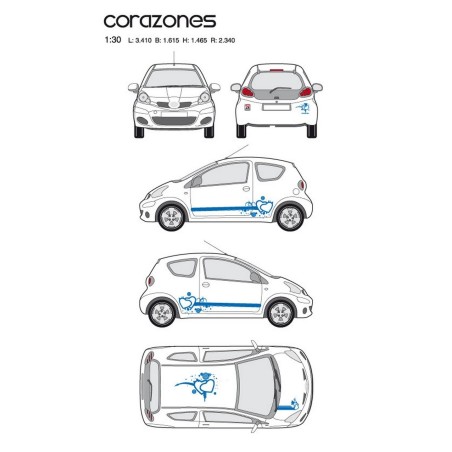 CAR DECO KIT CORAZONES TAILLE M BLEU - FDS