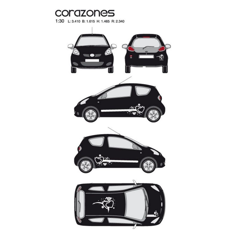 CAR DECO KIT CORAZONES TAILLE M BLANC - FDS