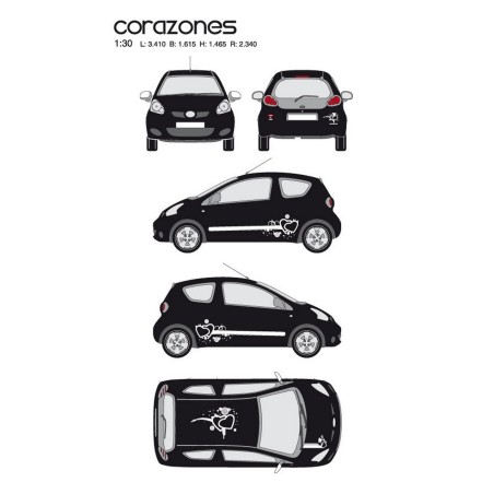 CAR DECO KIT CORAZONES TAILLE M BLANC - FDS