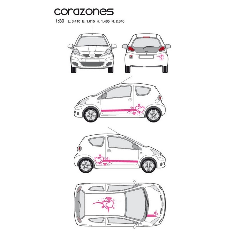 CAR DECO KIT CORAZONES TAILLE M ROSE - FDS