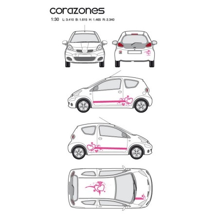 CAR DECO KIT CORAZONES TAILLE M ROSE - FDS