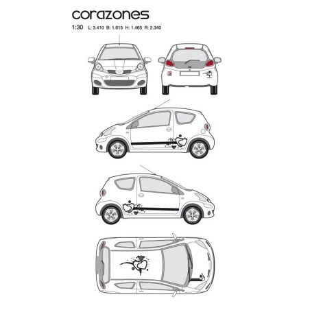 CAR DECO KIT CORAZONES TAILLE M NOIR - FDS