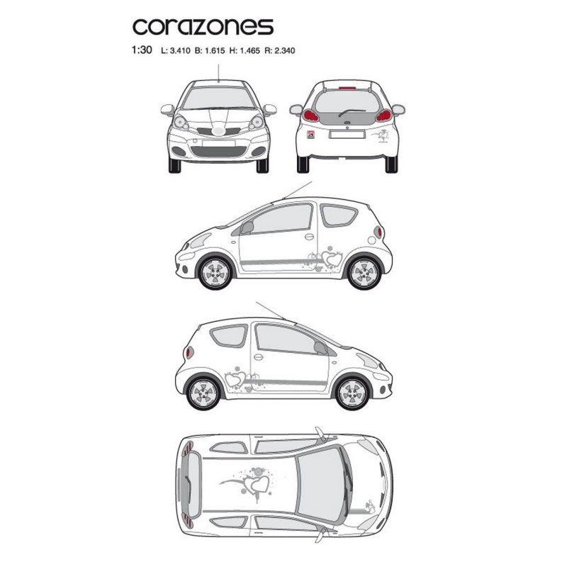 CAR DECO KIT CORAZONES TAILLE M ARGENT - FDS