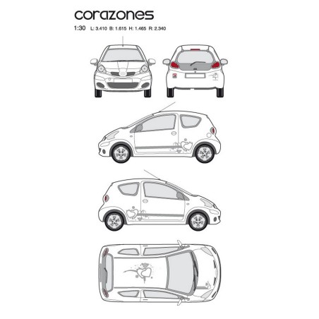 CAR DECO KIT CORAZONES TAILLE M ARGENT - FDS