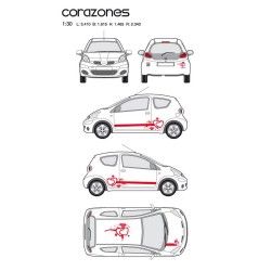 CAR DECO KIT CORAZONES TAILLE M ROUGE - FDS