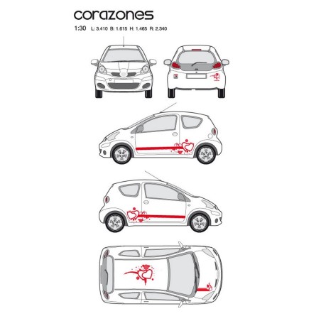 CAR DECO KIT CORAZONES TAILLE M ROUGE - FDS