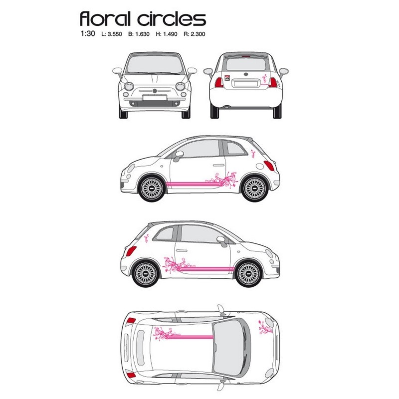 CAR DECO KIT FLORAL CIRCLE TAILLE M ROSE-FDS