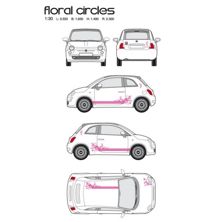 CAR DECO KIT FLORAL CIRCLE TAILLE M ROSE-FDS