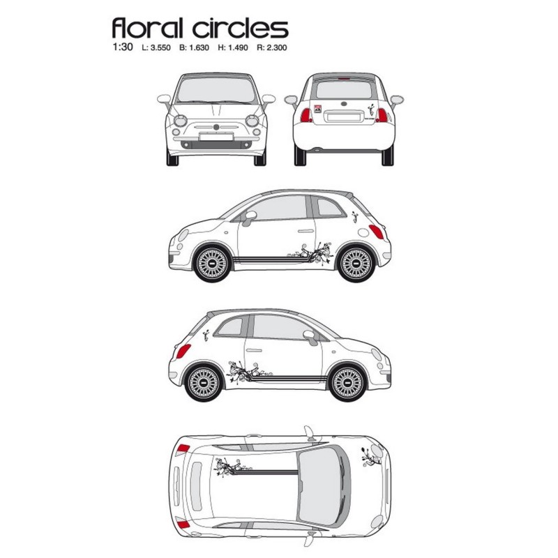 CAR DECO KIT FLORAL CIRCLE TAILLE M NOIR-FDS