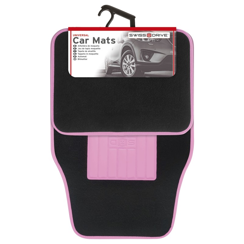 JEU DE TAPIS MOQUETTE 400G/M2 DRIVE NOIR/ROSE 4PCS