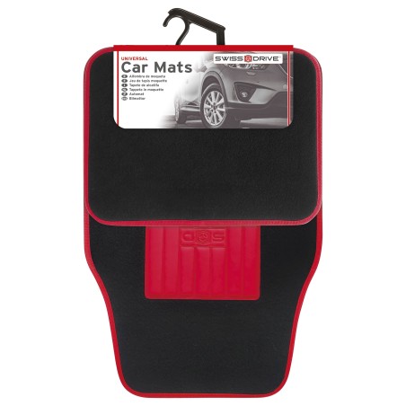 JEU DE TAPIS MOQUETTE 400G/M2 DRIVE NOIR/ROUGE. 4PCS