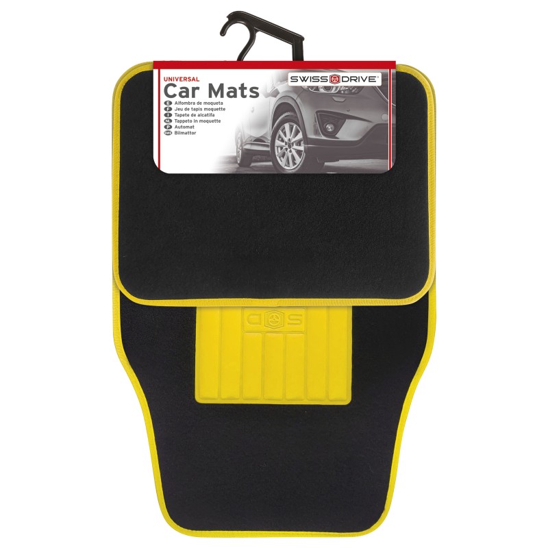 JEU DE TAPIS MOQUETTE 400G/M2 DRIVE NOIR/JAUNE. 4PCS