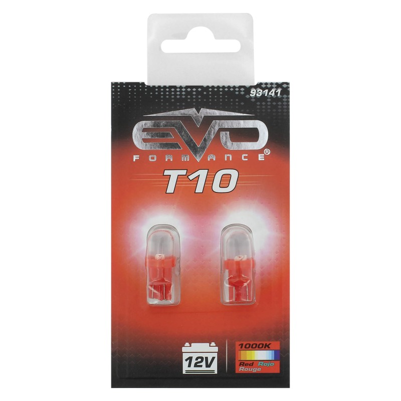 LED T10 W5W W2.1X9.5D - 1 LED - ROUGE - 2PCS