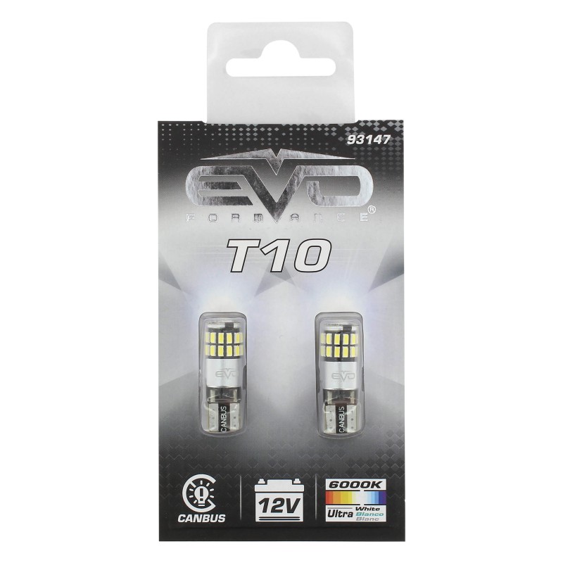 LED T10 W5W W2.1X9.5D CANBUS - 27 LEDS - 6000K BLANC PURE - 2PCS