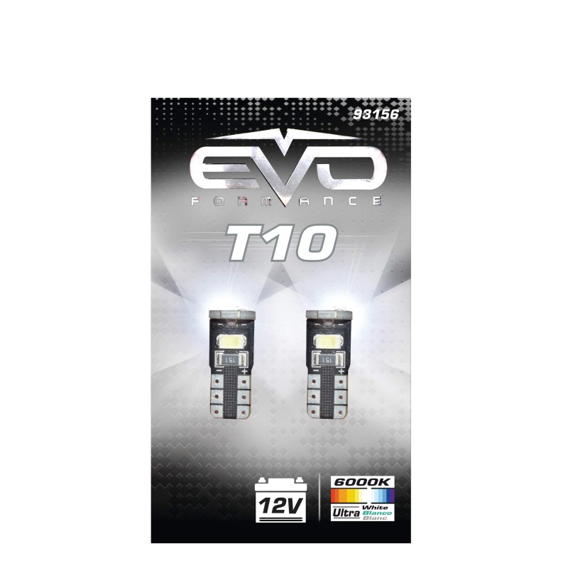 LED T10 W5W W2.1X9.5D - 4 LEDS - 6500K BLANC PURE - 2PCS