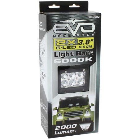 18W LED BAR LIGHT 6 LEDS - 6000K BLANC PURE - 2PCS