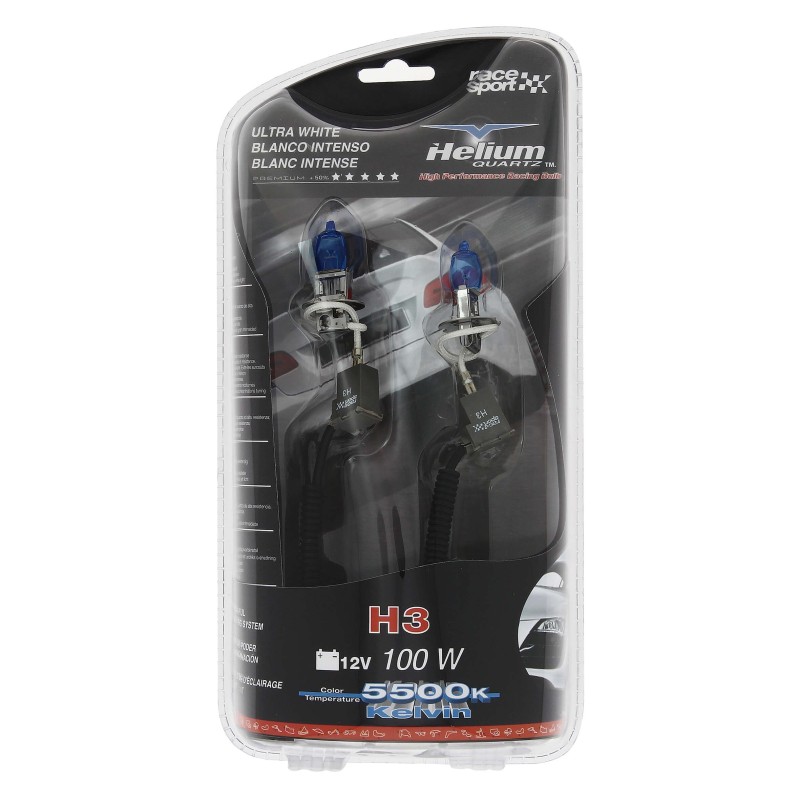 COFFRET 2 AMPOULES HELIUM H3 12V 100W NON HOMOLOG. ROUTE - SCT