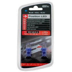 BLISTER 2 AMPOULES FEUX DE POSITION LED T10-WEDGE BLEUES - SCT