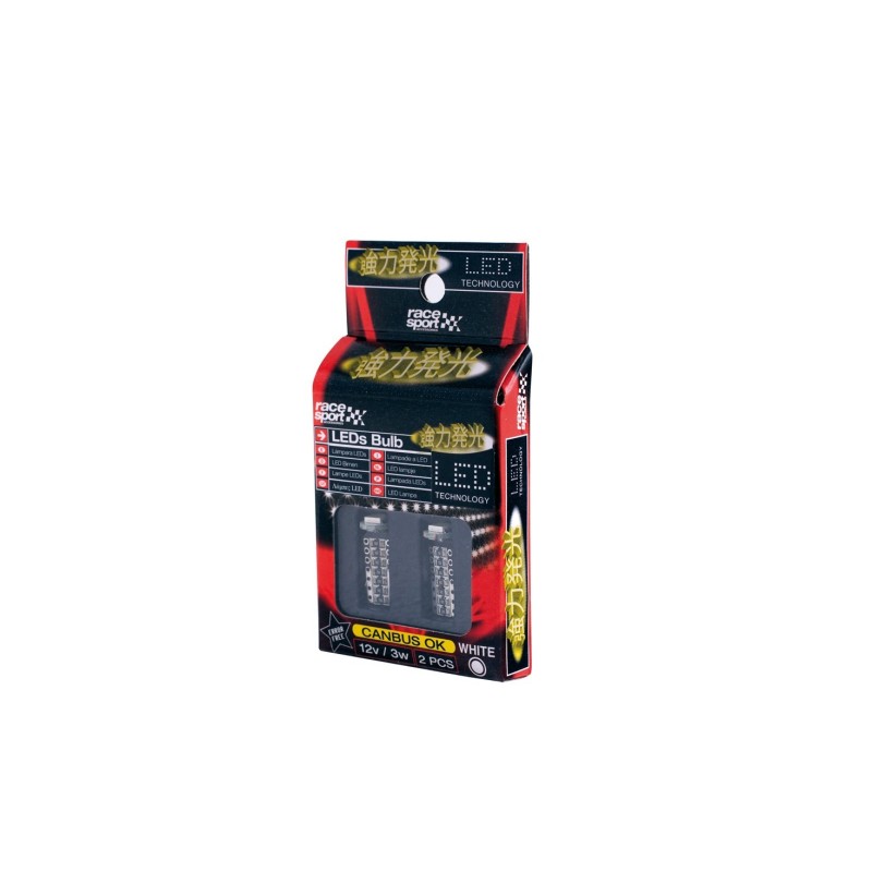 BLISTER 2 AMPOULES LED T10 SMD 12V 3W SS ERREUR W3W - SCT