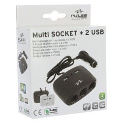 3 MULTIPRISES ALLUME CIGARE + 2 USB 2.1A BLANC - SCT