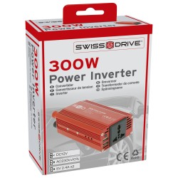 CONVERTISSEUR 12V/230V 300W+USB 2.4A*2+PINCES CROCODILES+CABLE 12V