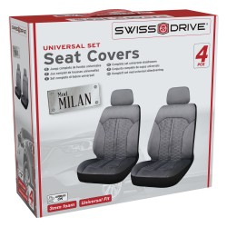 HOUSSES DE SIEGE AVANT MILAN 4PCS NOIR SURPIQURE GRISES