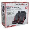 HOUSSES DE SIEGE NAPLES 12 PCS NOIR SURPIQURES ROUGE