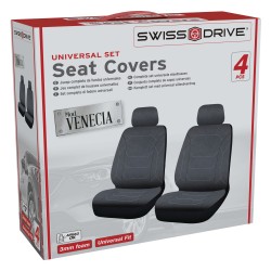 HOUSSES DE SIEGE AVANT VENISE 4PCS NOIR SURPIQURES GRISES