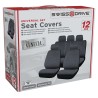 HOUSSES DE SIEGE VENISE 12PCS NOIR SURPIQURES GRISES