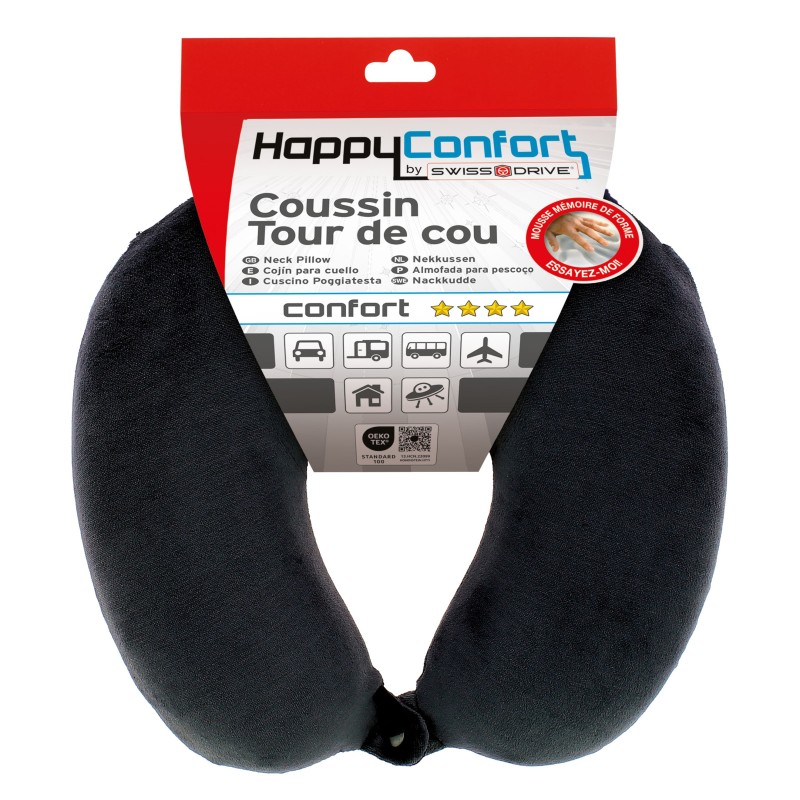 TOUR DE COU HAPPY CONFORT MEMOIRE DE FORME ANTRHACITE, OKO-TEX