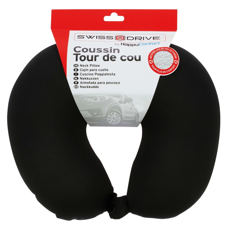 TOUR DE COU HAPPY CONFORT MICROBILLE FERME PRESSION NOIR, OKO-TEX