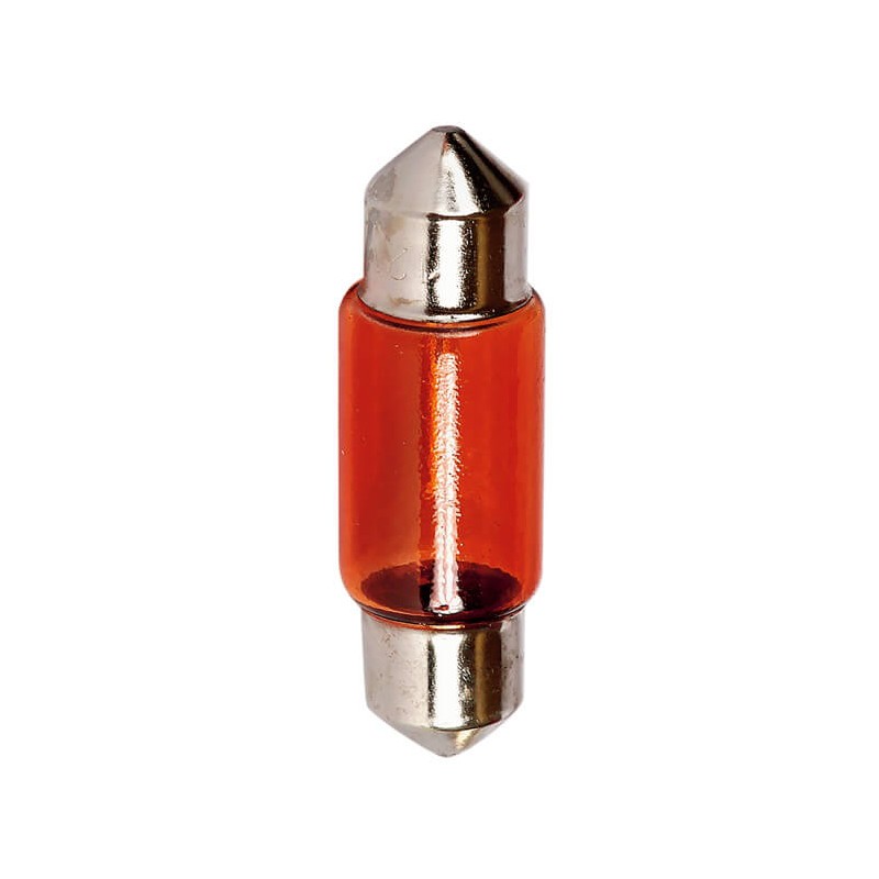BOITE 10 AMPOULES NAVETTE 12V. 5W. T11x35 SV8.5D AMBREE - SCT