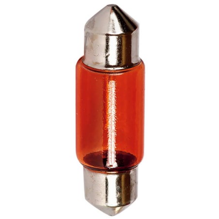BOITE 10 AMPOULES NAVETTE 12V. 5W. T11x35 SV8.5D AMBREE - SCT