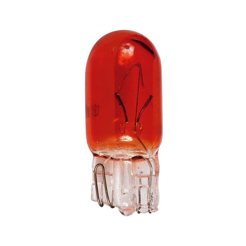 BOITE 10 AMPOULES WEDGE 12V. 5W. T10 W2.1x9.5D AMBREE -SCT