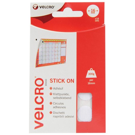 VELCRO® BRAND PASTILLES ADHESIVES D.16MM 16PCS BLANC - SCT