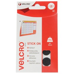 VELCRO® BRAND PASTILLES ADHESIVES D.16MM 16PCS NOIR - SCT