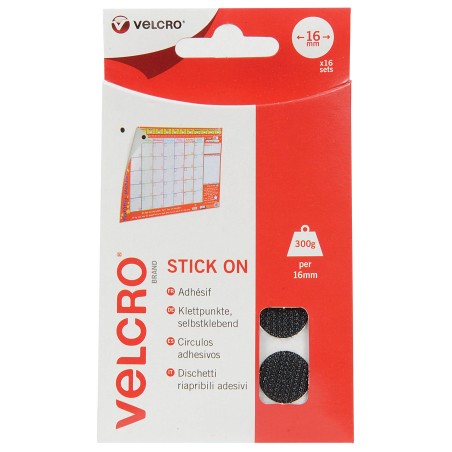 VELCRO® BRAND PASTILLES ADHESIVES D.16MM 16PCS NOIR - SCT