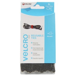 VELCRO® BRAND ATTACHES REUTILISABLES 12X200MM 6PCS NOIR - SCT