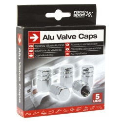 BOUCHONS DE VALVE HEXAGONAUX ARGENT 5PCES