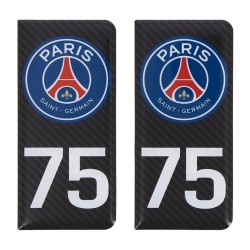 STICKERS AUTO RÉSINE 3D DROITE CARBONE/CB PSG/75