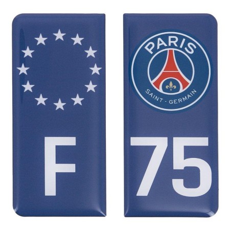 STICKERS AUTO RÉSINE 3D G/D BLEU PSG/F-75