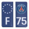 STICKERS AUTO RÉSINE 3D G/D BLEU PSG/F-75