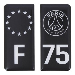 STICKERS AUTO RÉSINE 3D G/D NOIR PSG/F-75