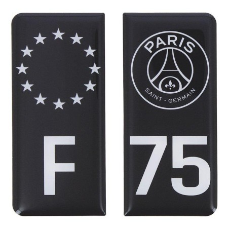 STICKERS AUTO RÉSINE 3D G/D NOIR PSG/F-75
