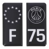 STICKERS AUTO RÉSINE 3D G/D NOIR PSG/F-75